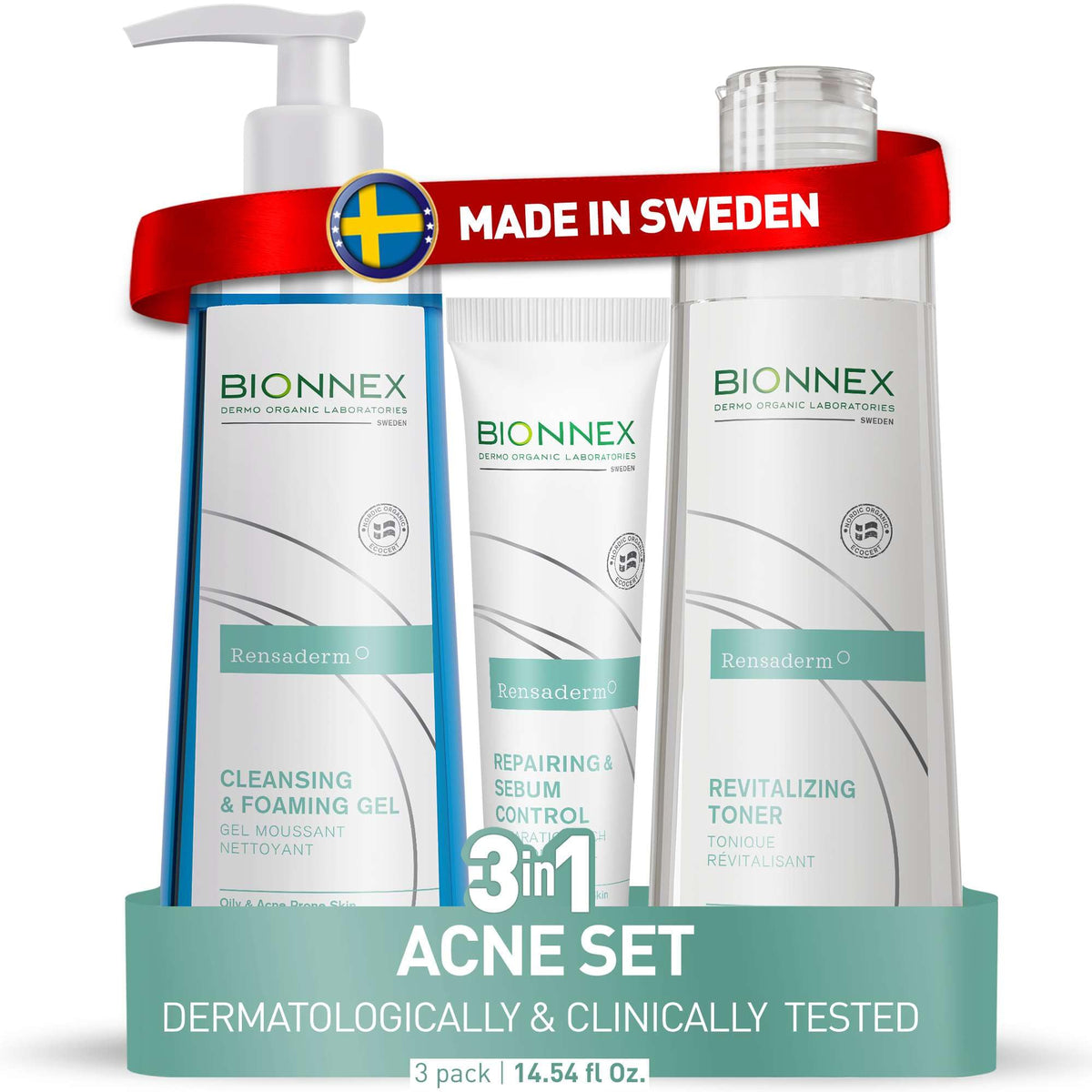 Bionnex Complete Acne Treatment Routine, 3-Step Daily Skin Care Kit