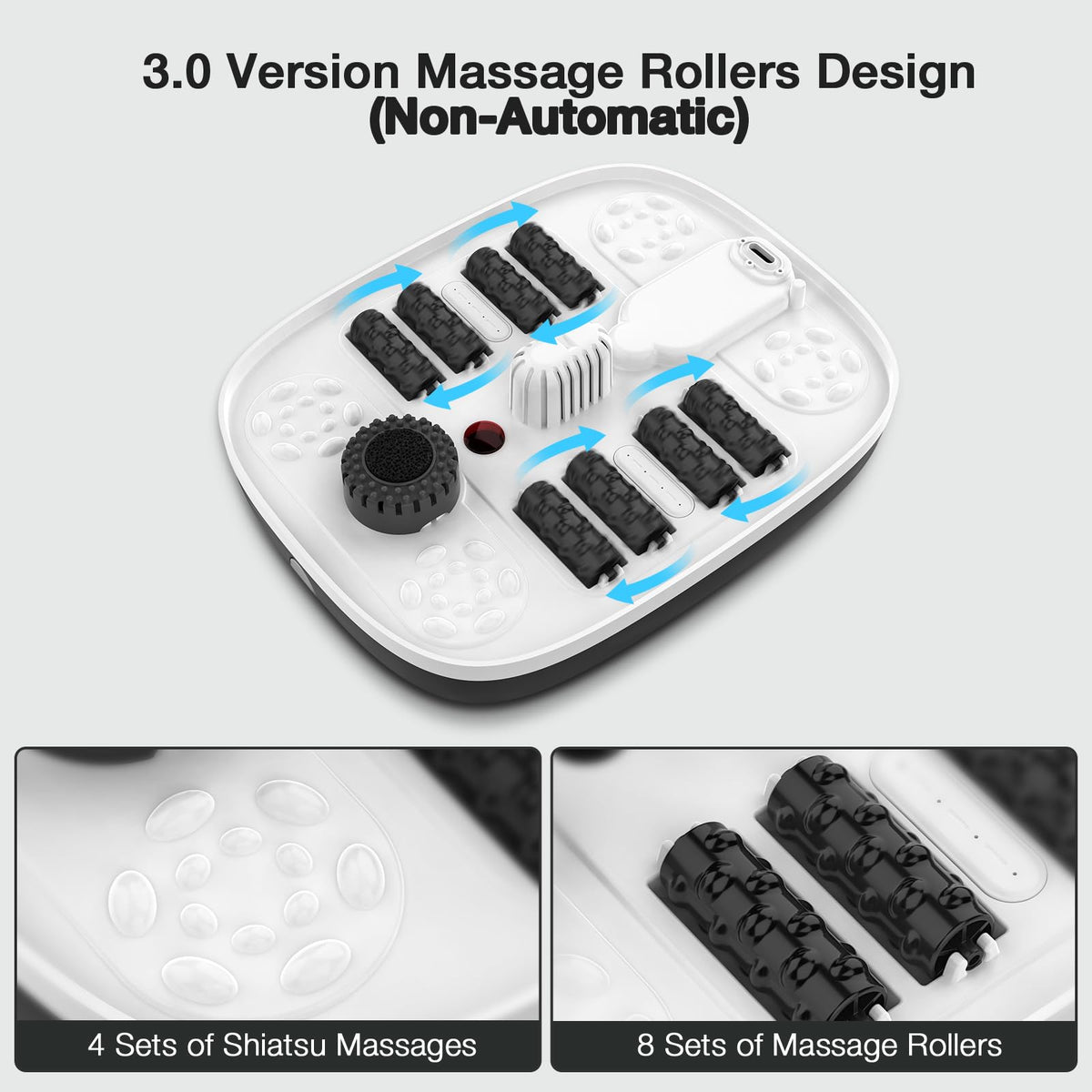 HOSPAN Collapsible Foot Spa with Heat, Bubbles, Red Light and Shiatsu Massage
