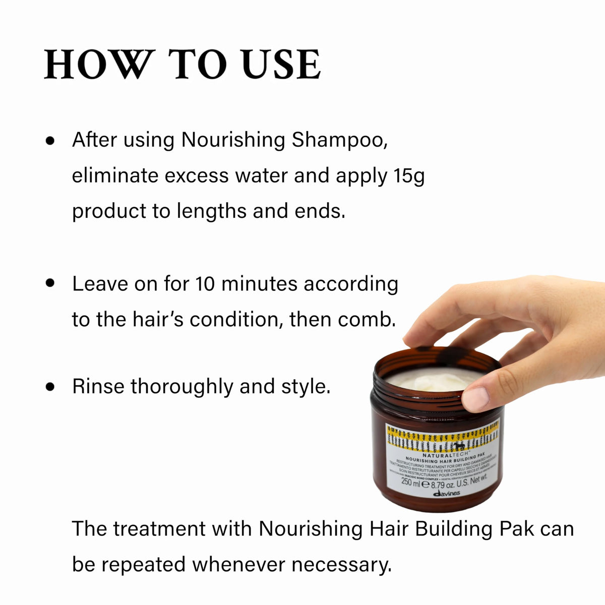 Davines Naturaltech Nourishing Hair Building Pak Hair Repair Mask, 8.45 Fl Oz