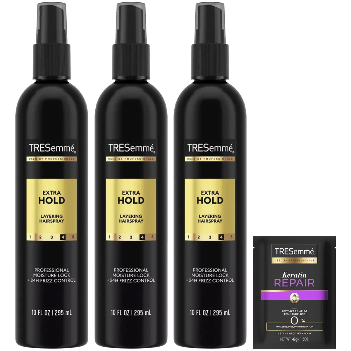 TRESemmé Extra Hold Non-Aerosol Hairspray 3-Pack with Keratin Repair Hair Mask