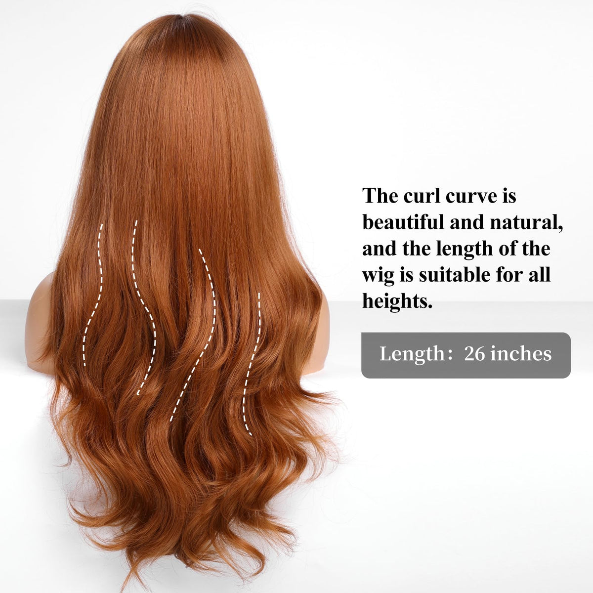 HAIRCUBE Long Wavy Synthetic Wig with Bangs for Women