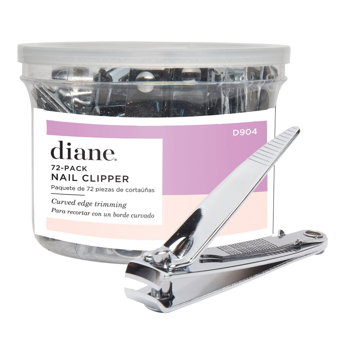 Diane D904 Stainless Steel Nail Clippers with Fold-Out File, 72 Count
