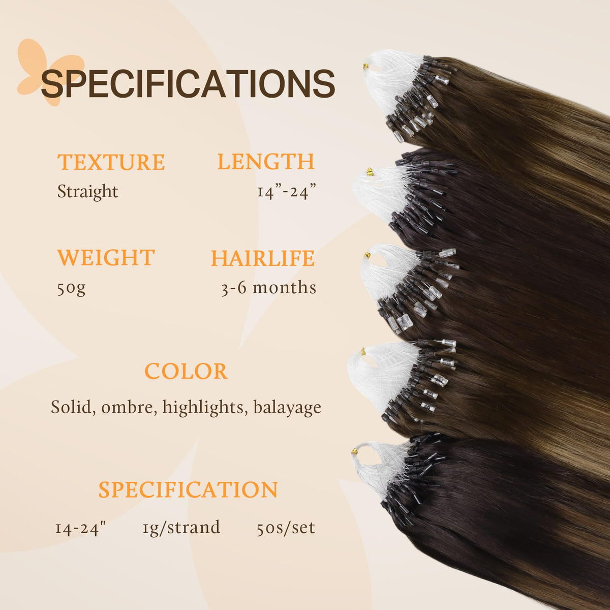 DOORES Straight Virgin Human Hair Micro Link Extensions