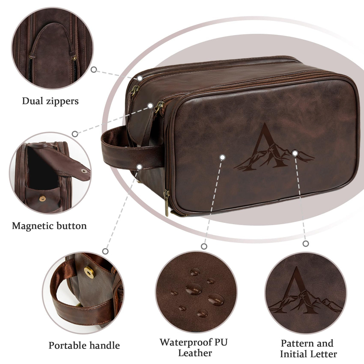 Janhavi Personalized PU Leather Travel Toiletry Bag