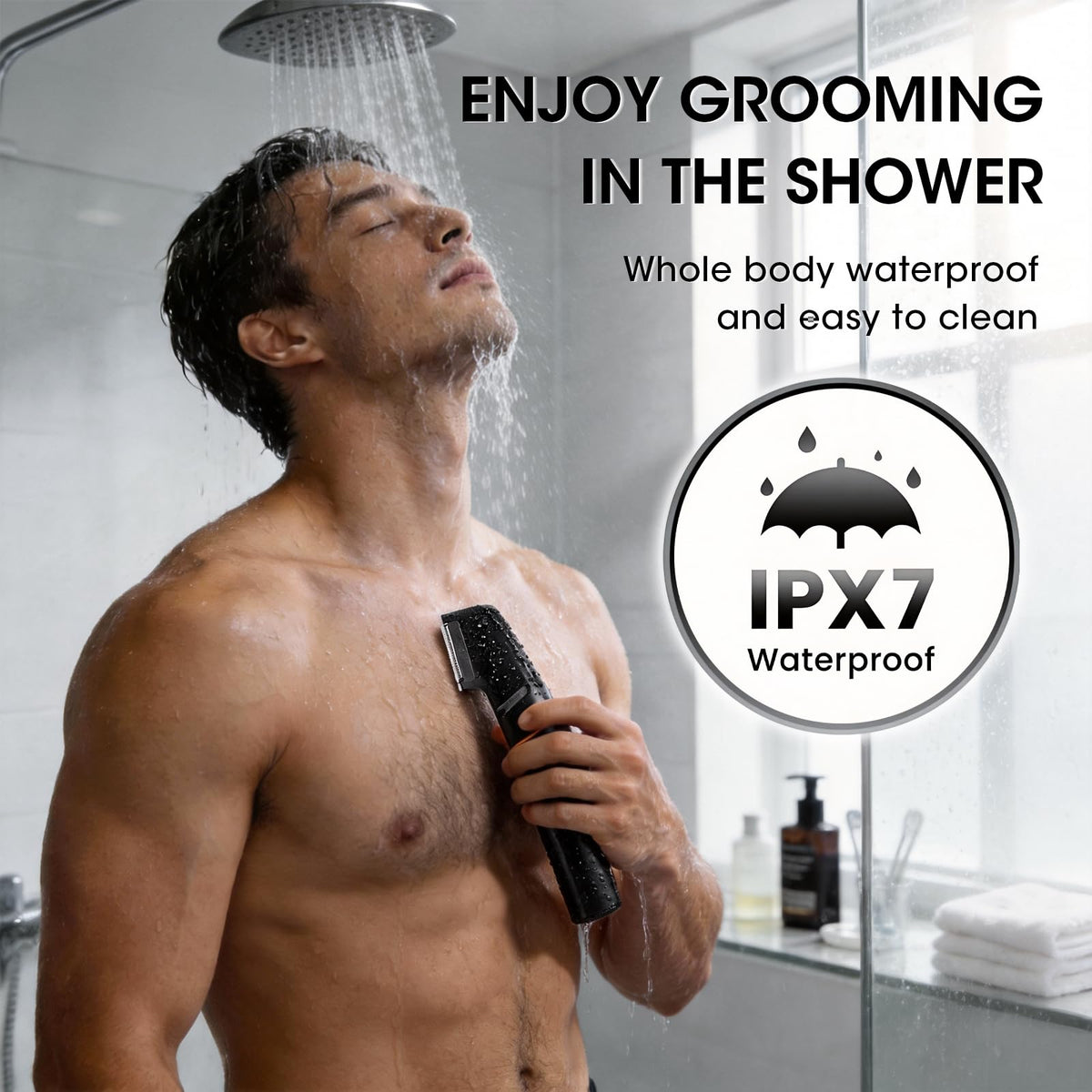 Suttik 5-in-1 Men’s Body, Beard & Pubic Hair Trimmer with LED Display