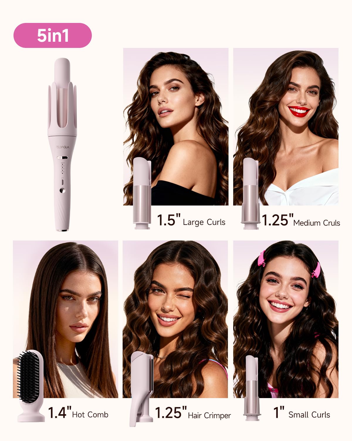 Pink Multi-Function Hair Styling Tool Set