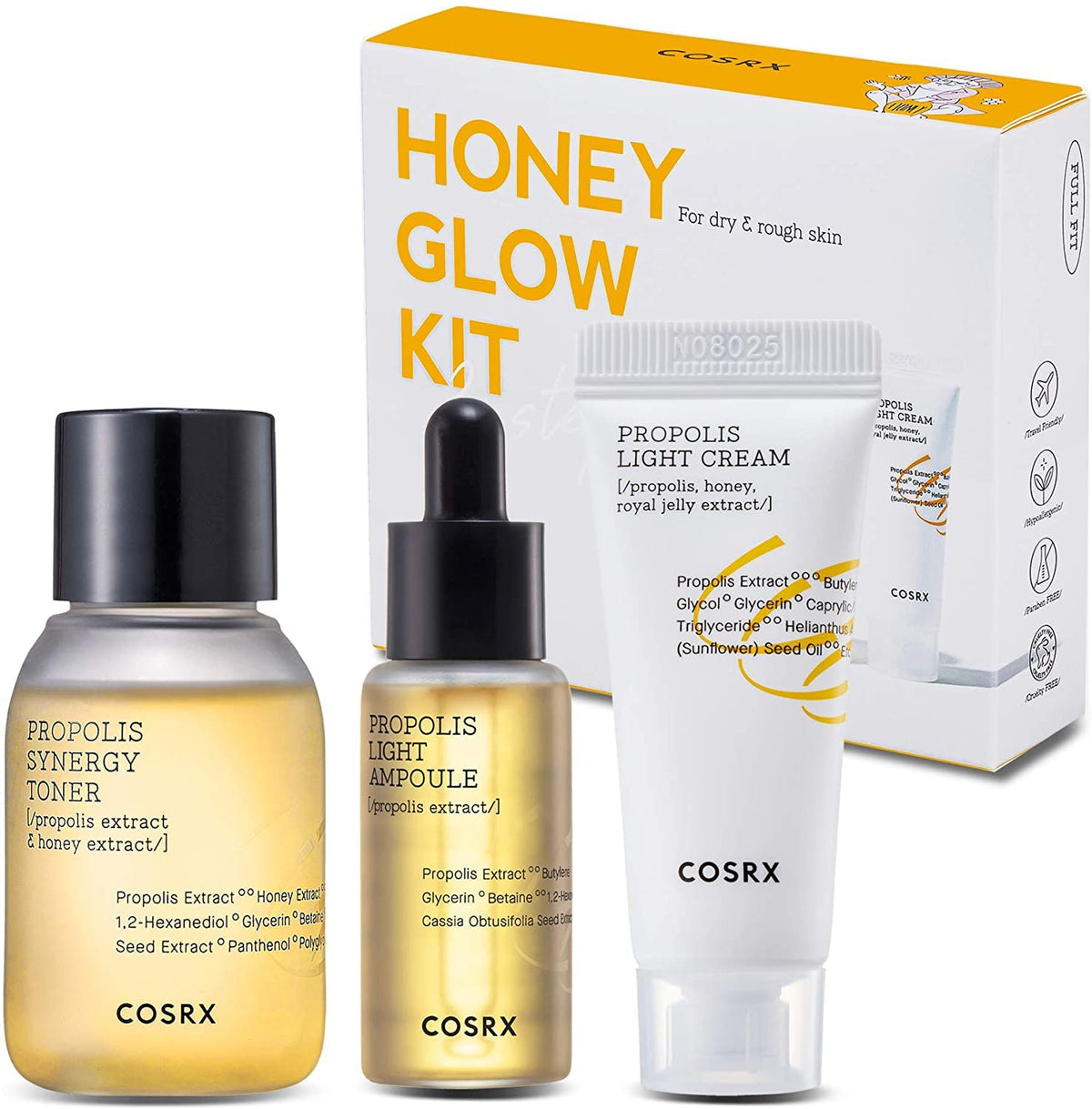 COSRX Honey Glow Kit Propolis Toner Ampoule Cream Travel Size Set