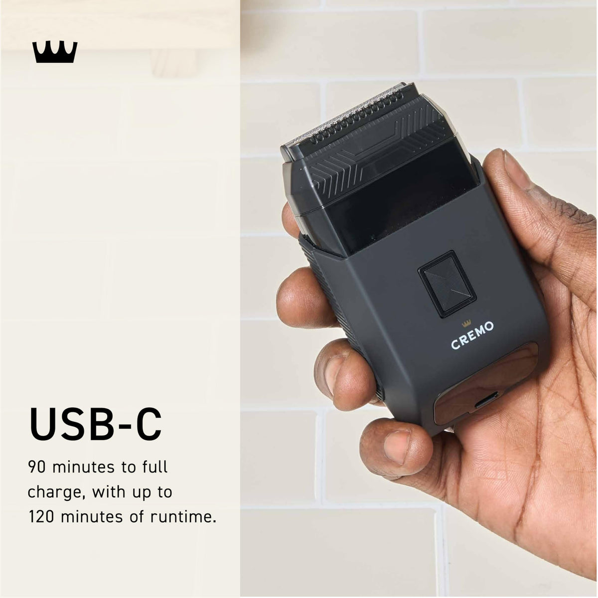 Cremo Travel Foil Shaver, Compact USB-C Wet/Dry Cordless Razor