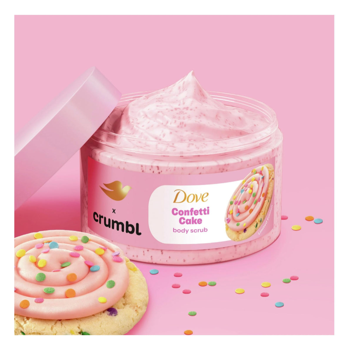 Dove Crumbl Confetti Cake Body Wash & Scrub Combo, 20 oz + 15 oz