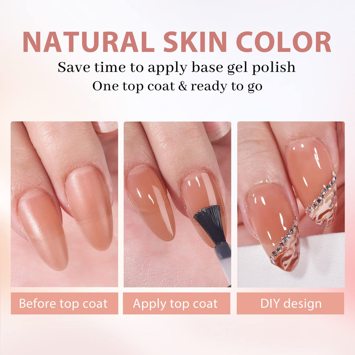 BTArtbox Medium Almond Soft Gel Nail Tips Kit, Brown Press-On Nails