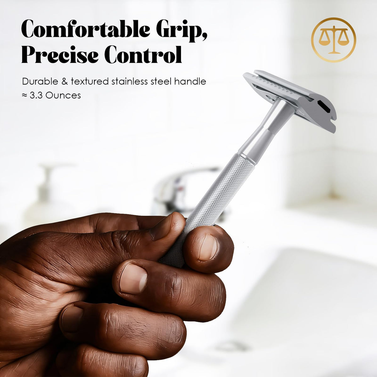Reusable Double Edge Safety Razor Set, Stainless Steel Grooming Tool