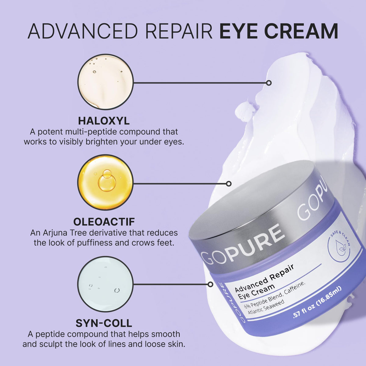 goPure Advanced Repair Eye Cream for Dark Circles, Puffiness & Fine Lines