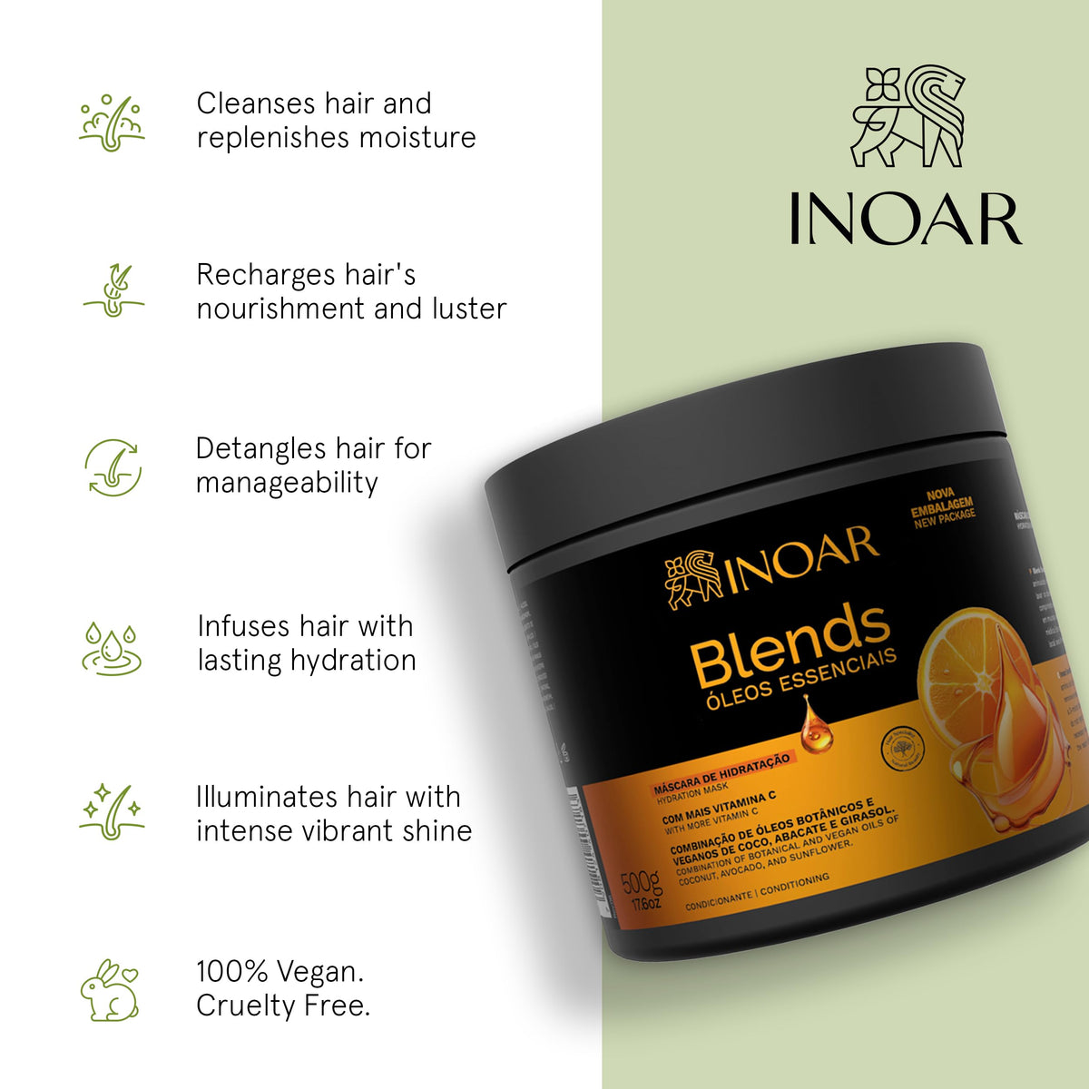 INOAR Blends Moisturizing Hair Mask with Vitamin C & Argan Oil