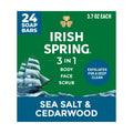 Irish Spring 3-in-1 Men’s Bar Soap Sea Salt & Cedarwood, 24 Pack