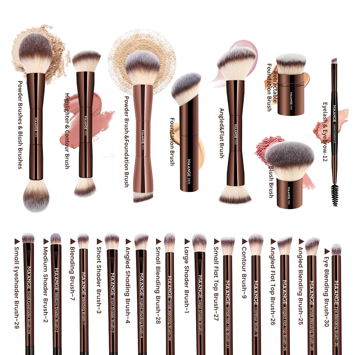 MAANGE Makeup Brush Set with Organizer Bag