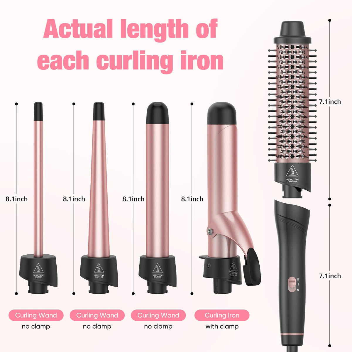 ANIEKIN 5-in-1 Ceramic Curling Iron Set with Interchangeable Barrels