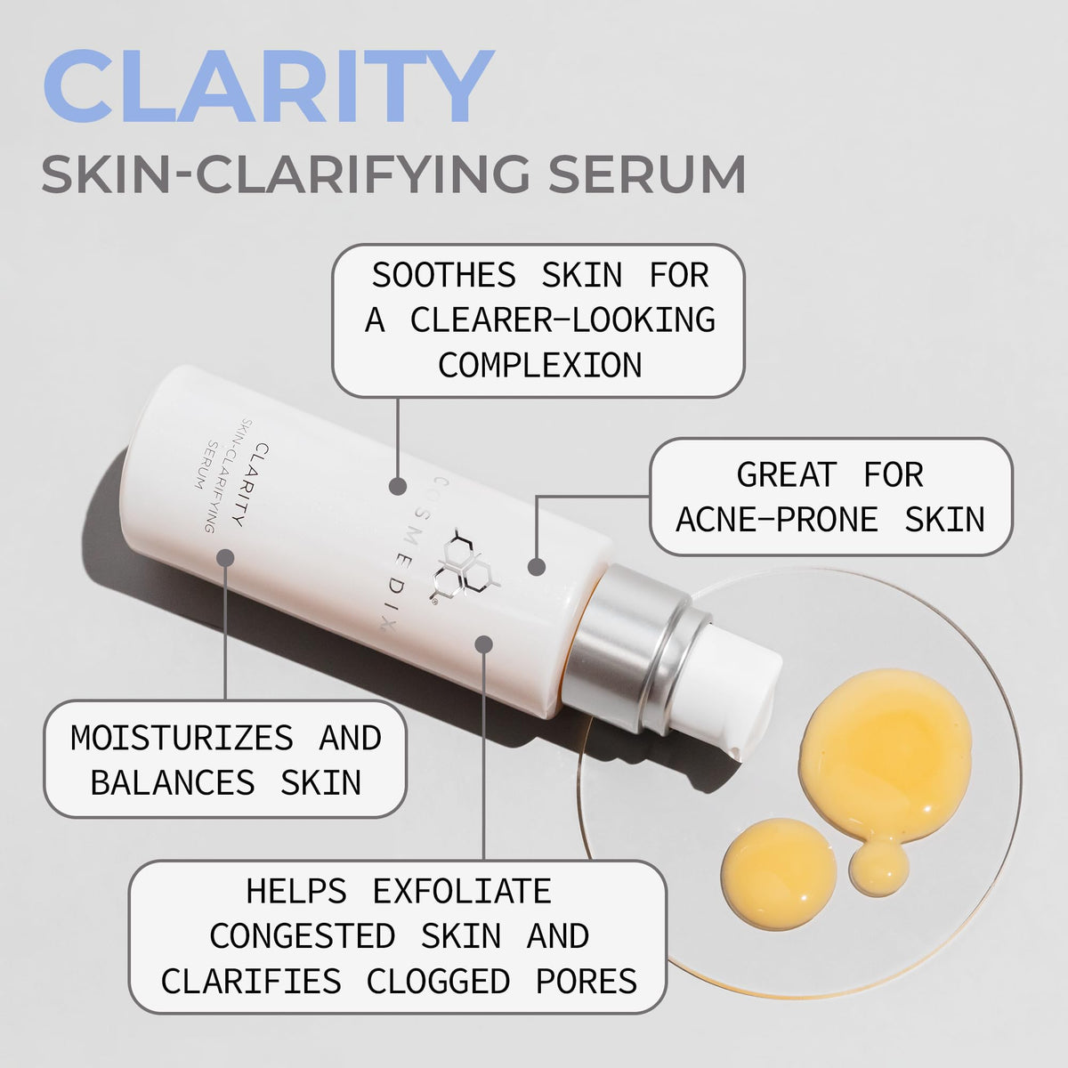 COSMEDIX Clarity Skin-Clarifying Facial Serum for Smoother, Clearer-Looking Skin