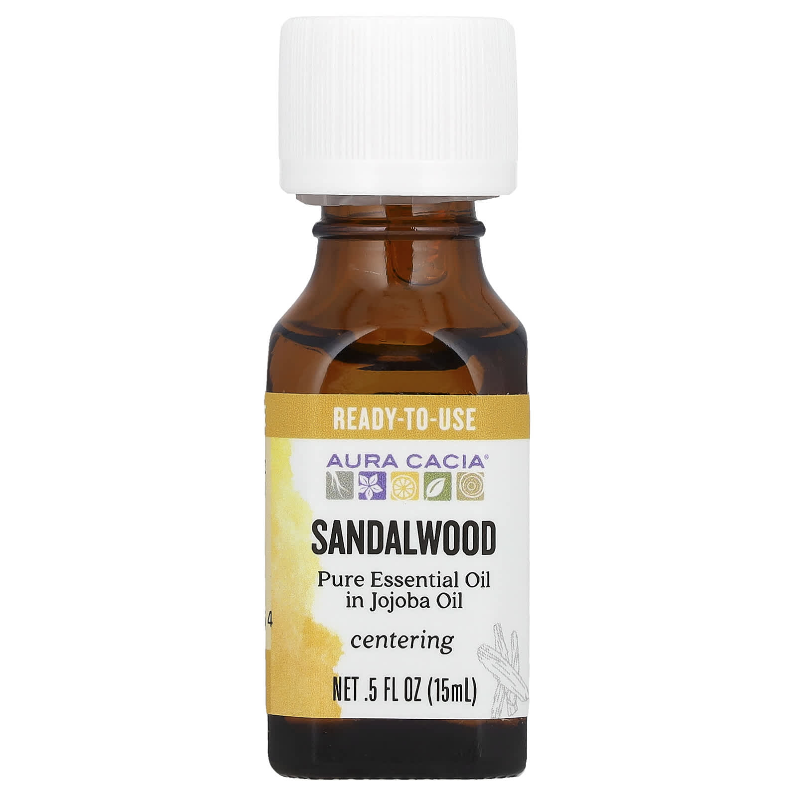 Aura Cacia, Pure Essential Oil in Jojoba Oil, Sandalwood, 0.5 fl oz (15 ml)