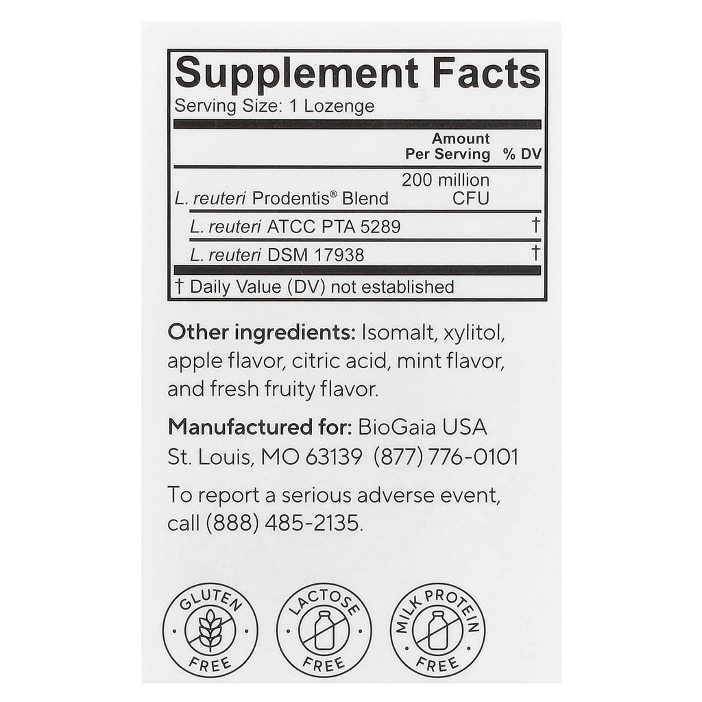 BioGaia, Prodentis®, Oral Health Probiotic, Apple, 30 Lozenges