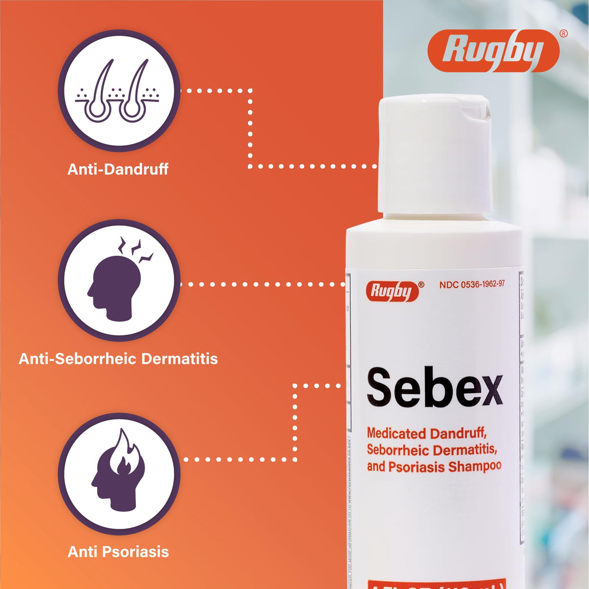 Rugby Sebex Medicated Dandruff Shampoo with Sulfur and Salicylic Acid
