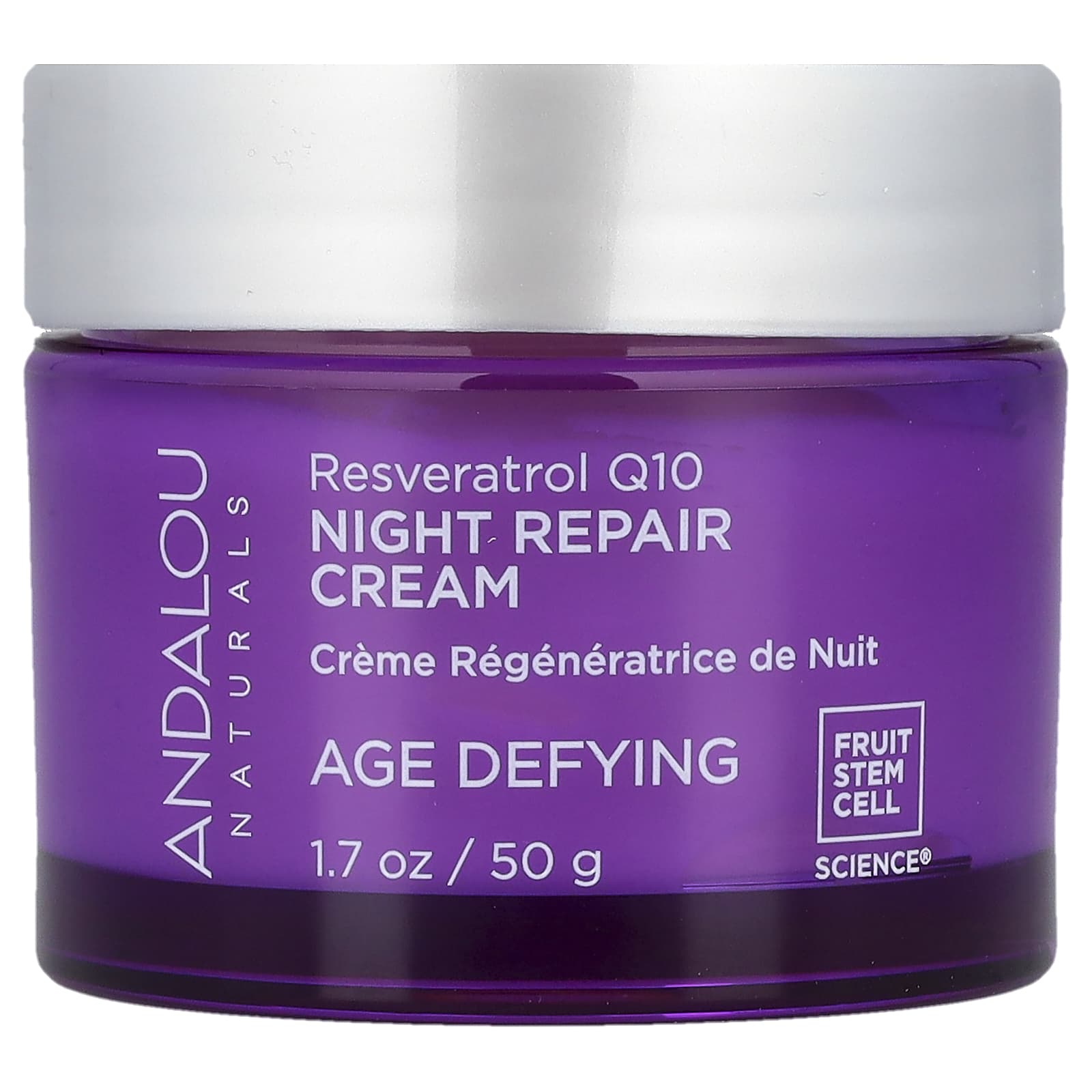 Andalou Naturals, Night Repair Cream, Resveratrol Q10, 1.7 oz (50 g)