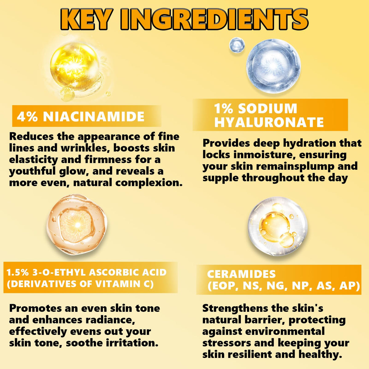 4% Niacinamide Face Serum with Vitamin C for Dark Spots and Hydration