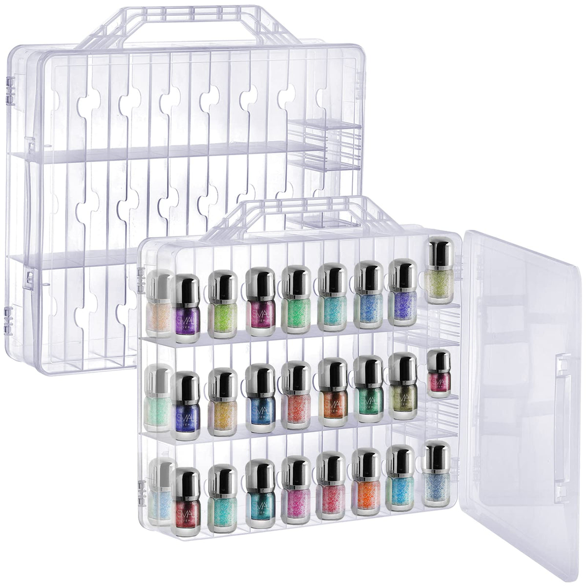 Foraineam Clear Nail Polish Organizer Box Set with Adjustable Dividers