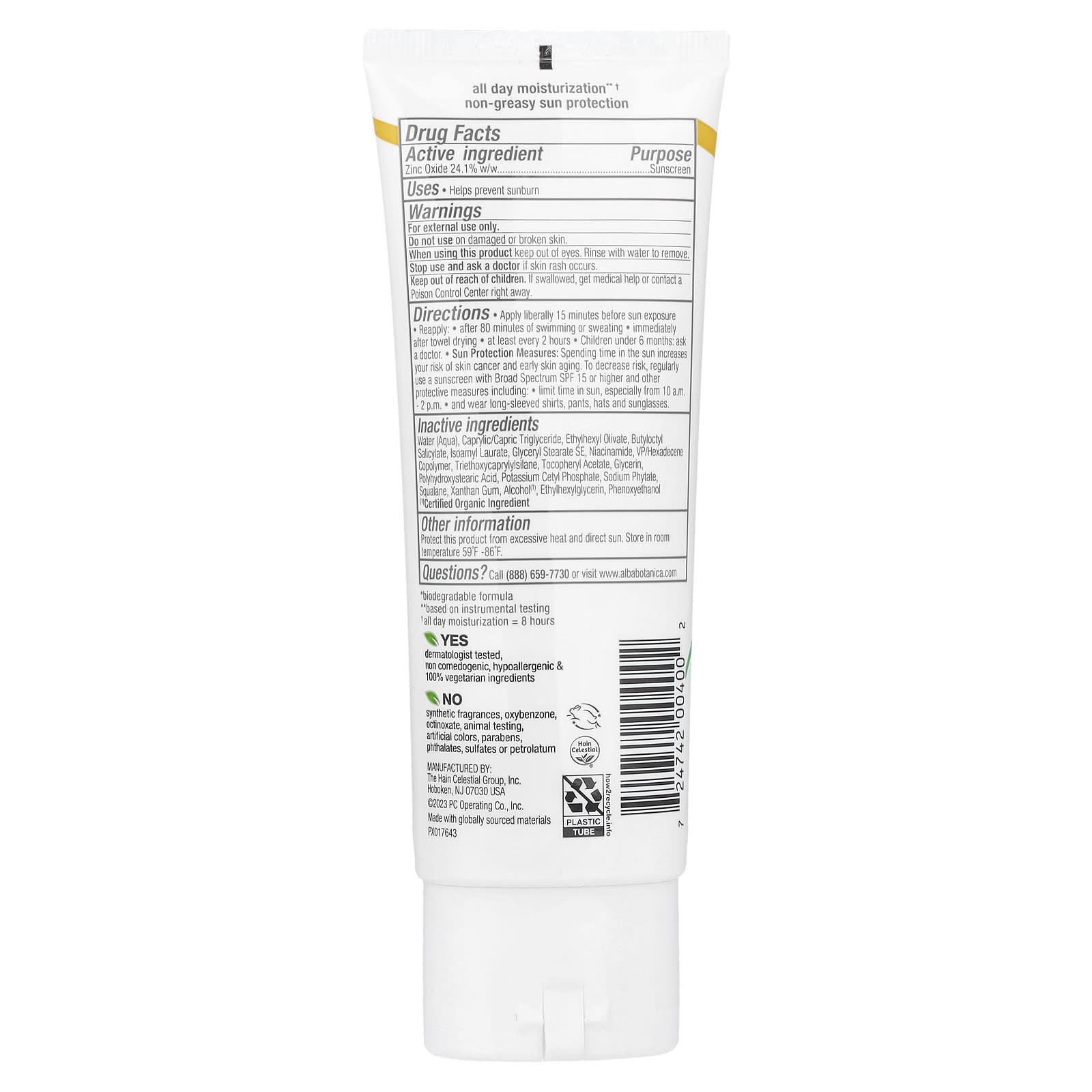 Alba Botanica, Sheer Mineral Sunscreen Lotion, SPF 50, Fragrance Free, 3 fl oz (89 ml)