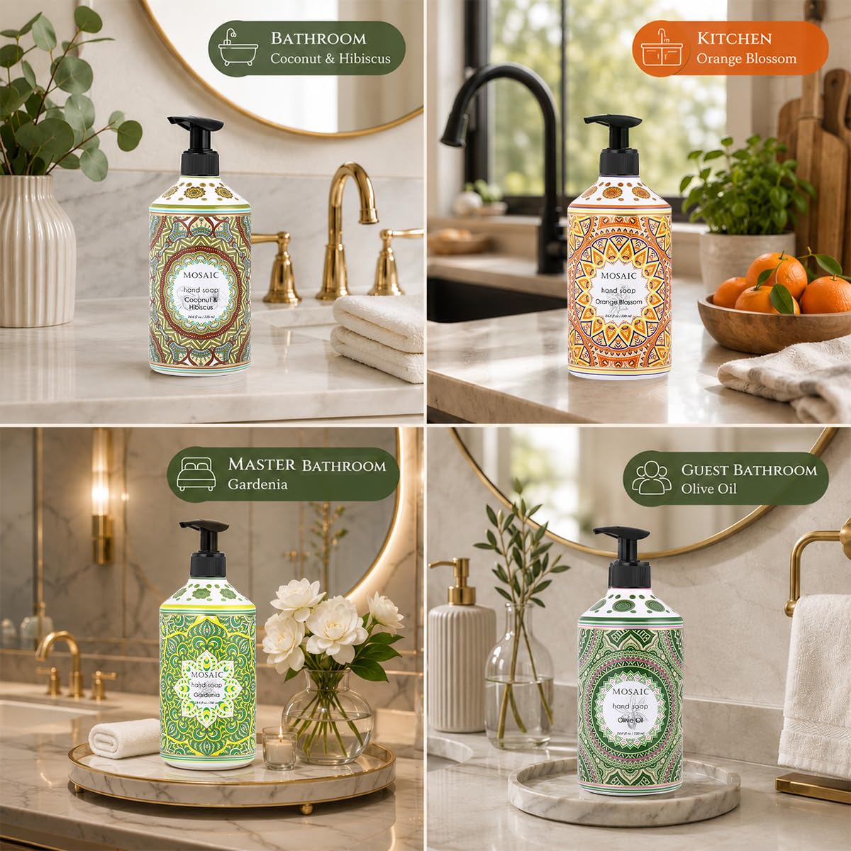 Mosaic Liquid Hand Soap Gift Set with Natural Oils