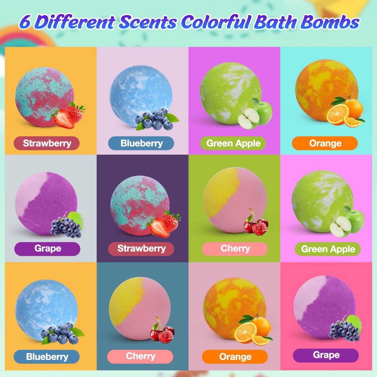 Kids Bath Bombs with Surprise Dog Toys, 12-Pack Bubble Bath Fizzies