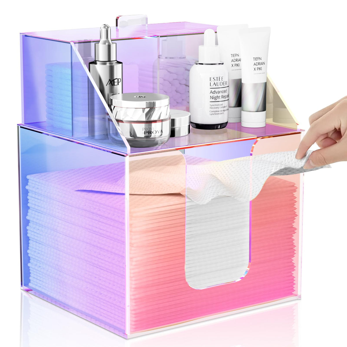 Acrylic Double-Layer Face Towel Holder and Bathroom Counter Organizer
