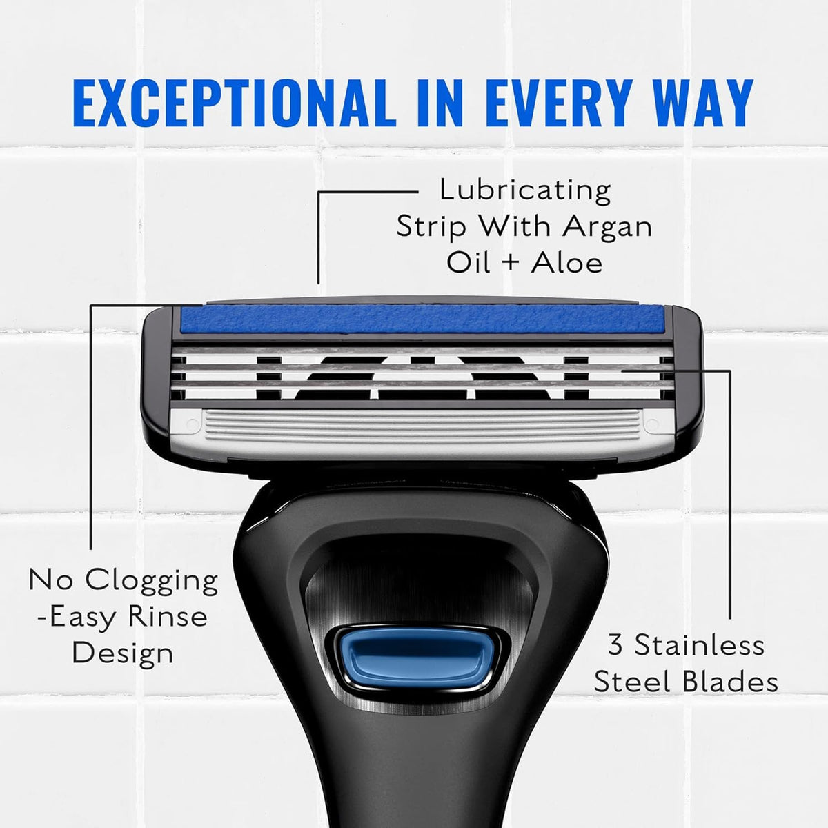 Jeremy's Razors Sprint 3 Razor Blade Refills for Men, 8 Cartridges