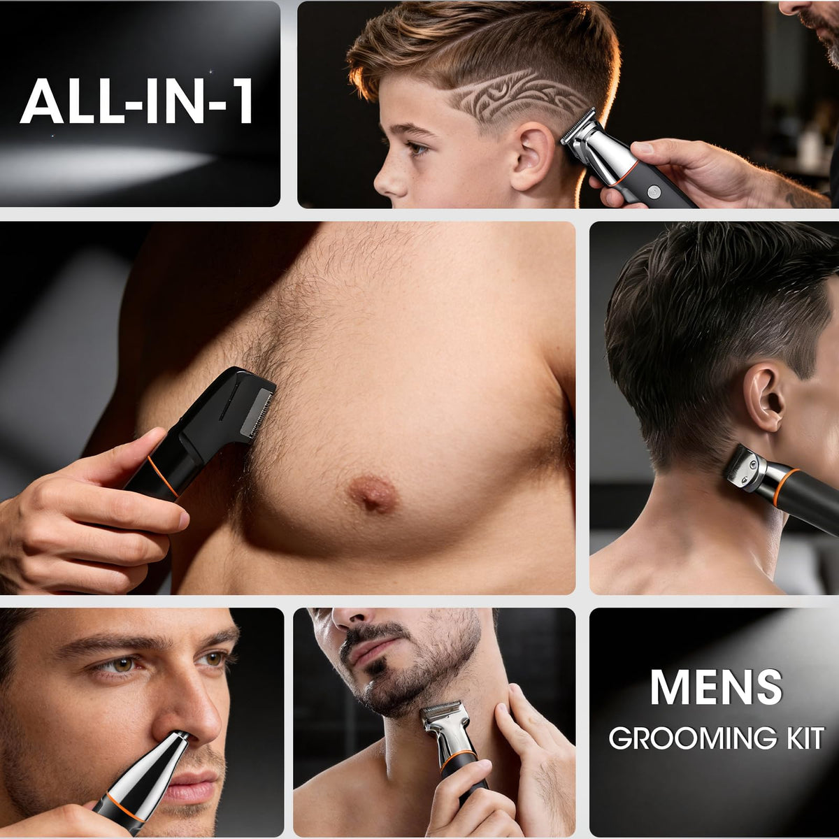 Suttik 5-in-1 Men’s Body, Beard & Pubic Hair Trimmer with LED Display