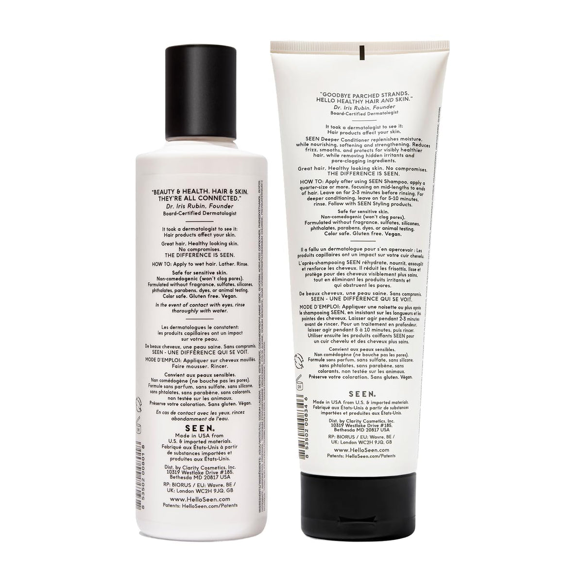 SEEN Shampoo & Deeper Conditioner Bundle, Dermatologist-Developed Hair Care Set