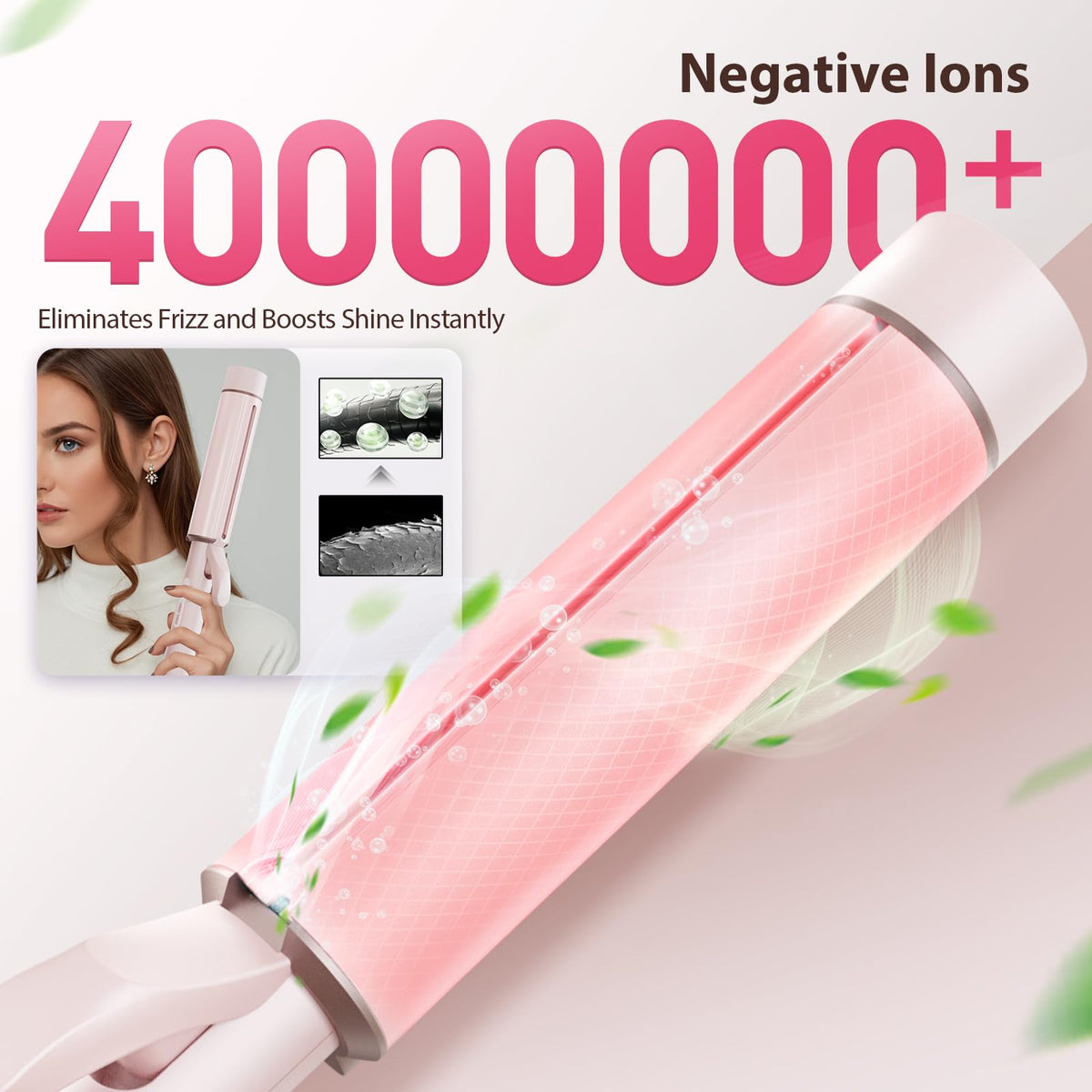 1.5 Inch Extra Long Ceramic Tourmaline Curling Wand with Temperature Control