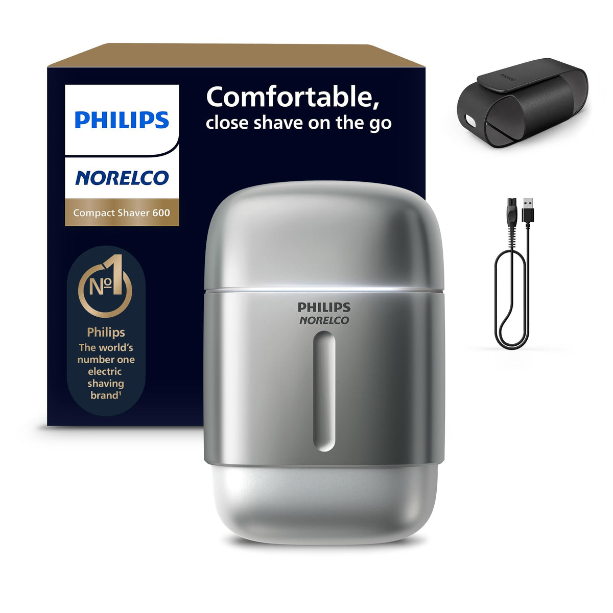 Philips Norelco Shaver 600 Series Compact Electric Shaver, Black