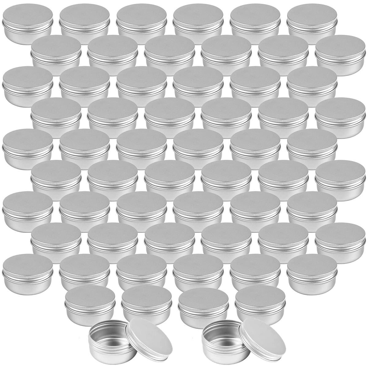 Foraineam 60 Pack 1.7 oz Aluminum Lip Balm Tins with Screw Top Lids