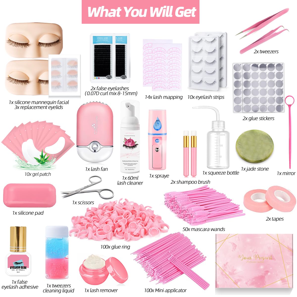 DNSGOOR Professional Eyelash Extension Practice Kit for Beginners