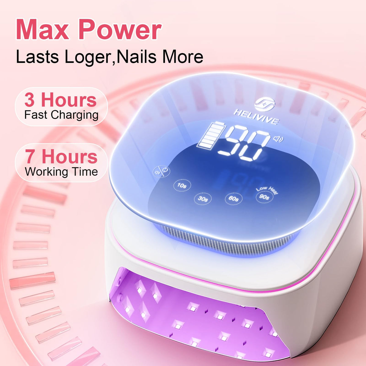 Cordless 80W UV LED Nail Lamp, Rechargeable Gel Nail Dryer