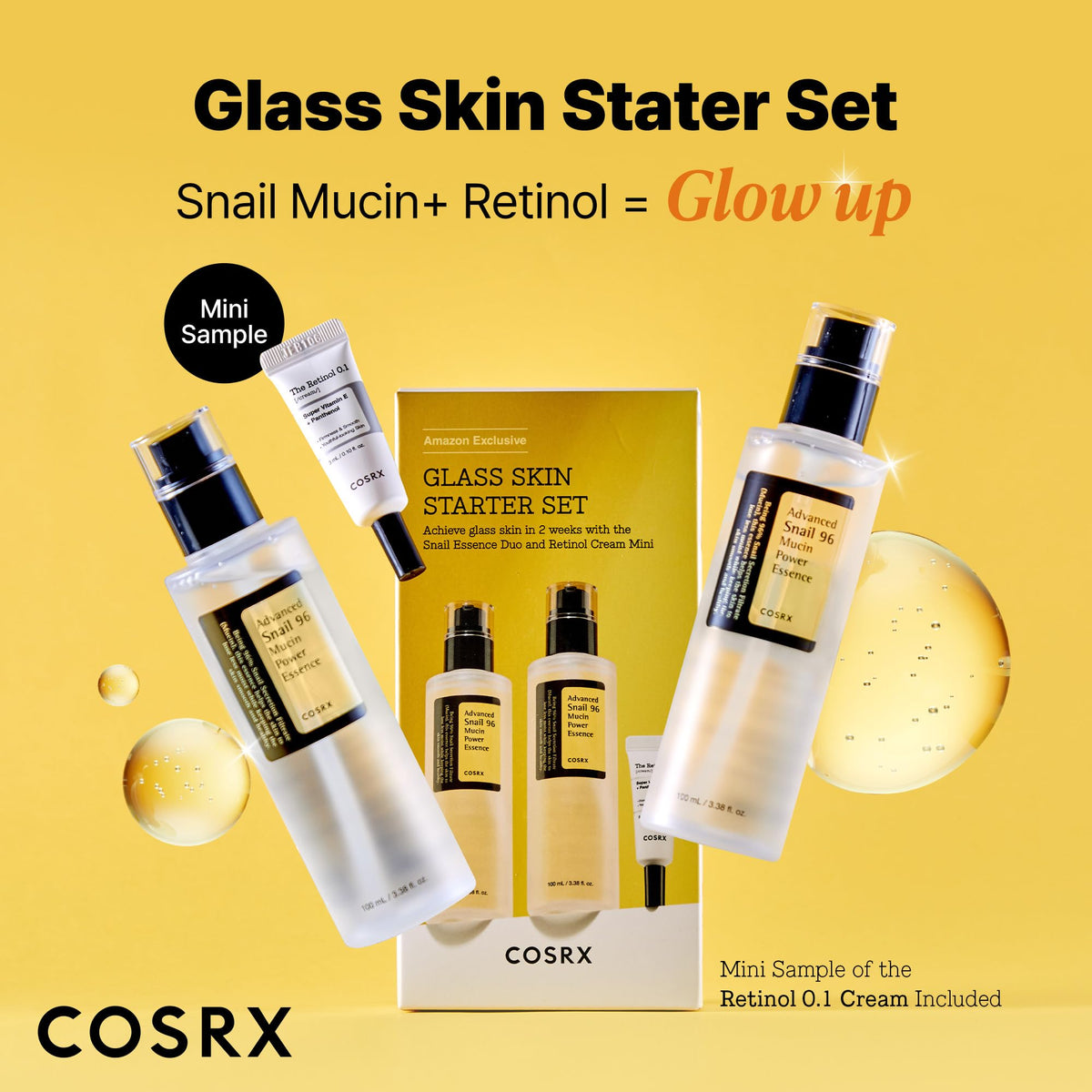 COSRX Snail 96% Mucin Essence & Retinol 0.1% Cream Skincare Set