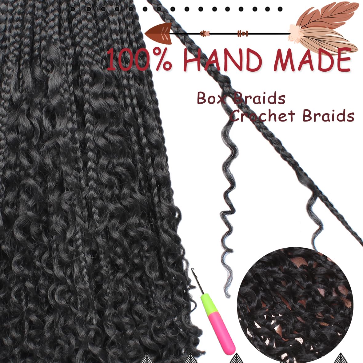 Beverlee Boho Goddess Box Braids Crochet Hair, 8-Pack