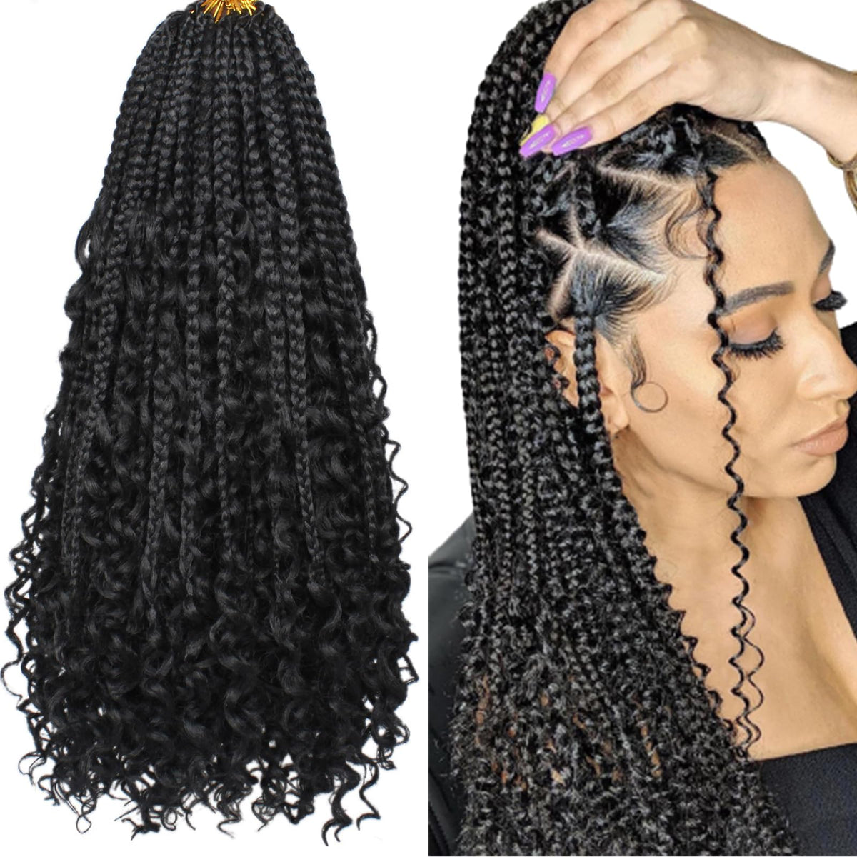 Beverlee Boho Goddess Box Braids Crochet Hair, 8-Pack