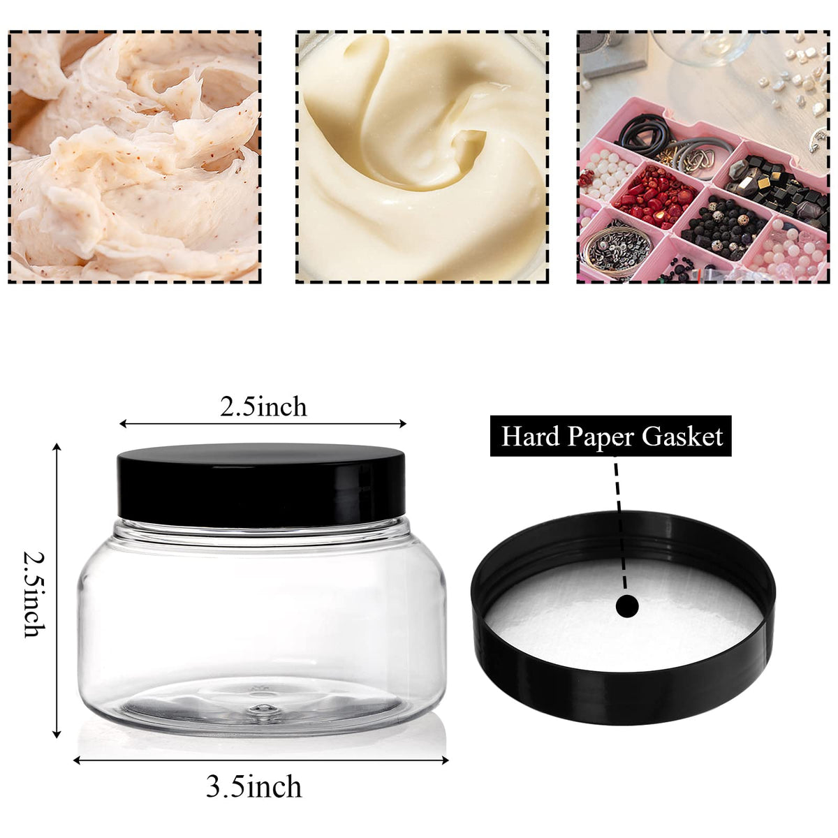 Yarlung 16 Pack 8 Oz Clear PET Plastic Jars with Lids