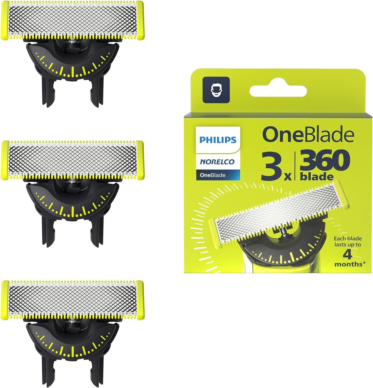 Philips OneBlade 360 Flex Replacement Blades, 3 Count