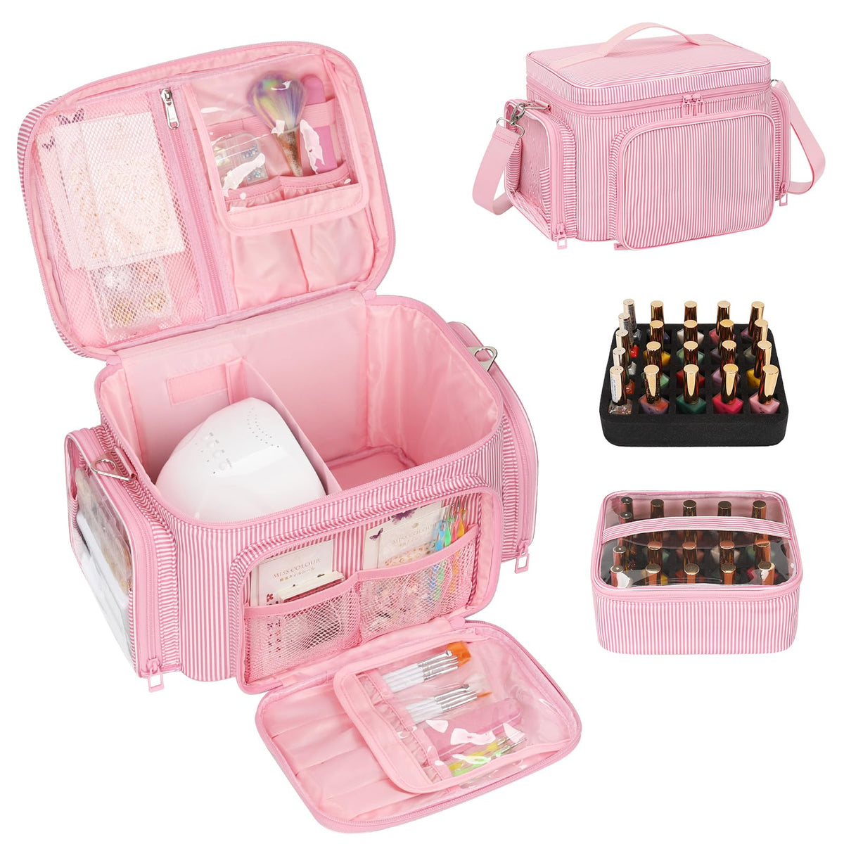 Bagmoly Nail Polish Organizer Case, 42-Slot Portable Storage Bag