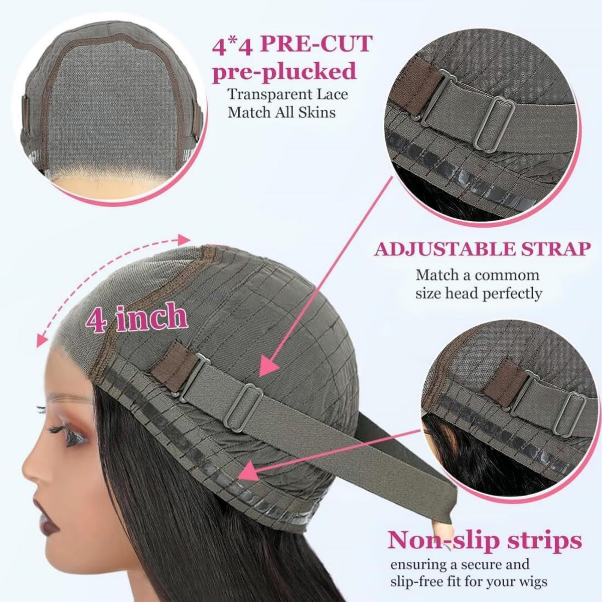 100% Brazilian Human Hair Glueless Pre-Plucked Lace Bob Wig