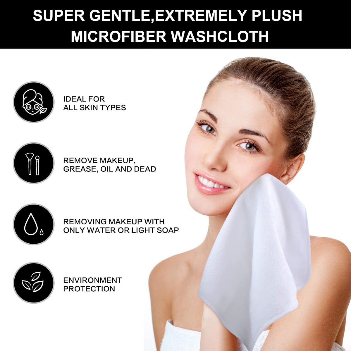 SINLAND Microfiber Facial Cloths and Washcloths
