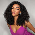 Curly Half Wig Human Hair, Glueless Drawstring Wear and Go