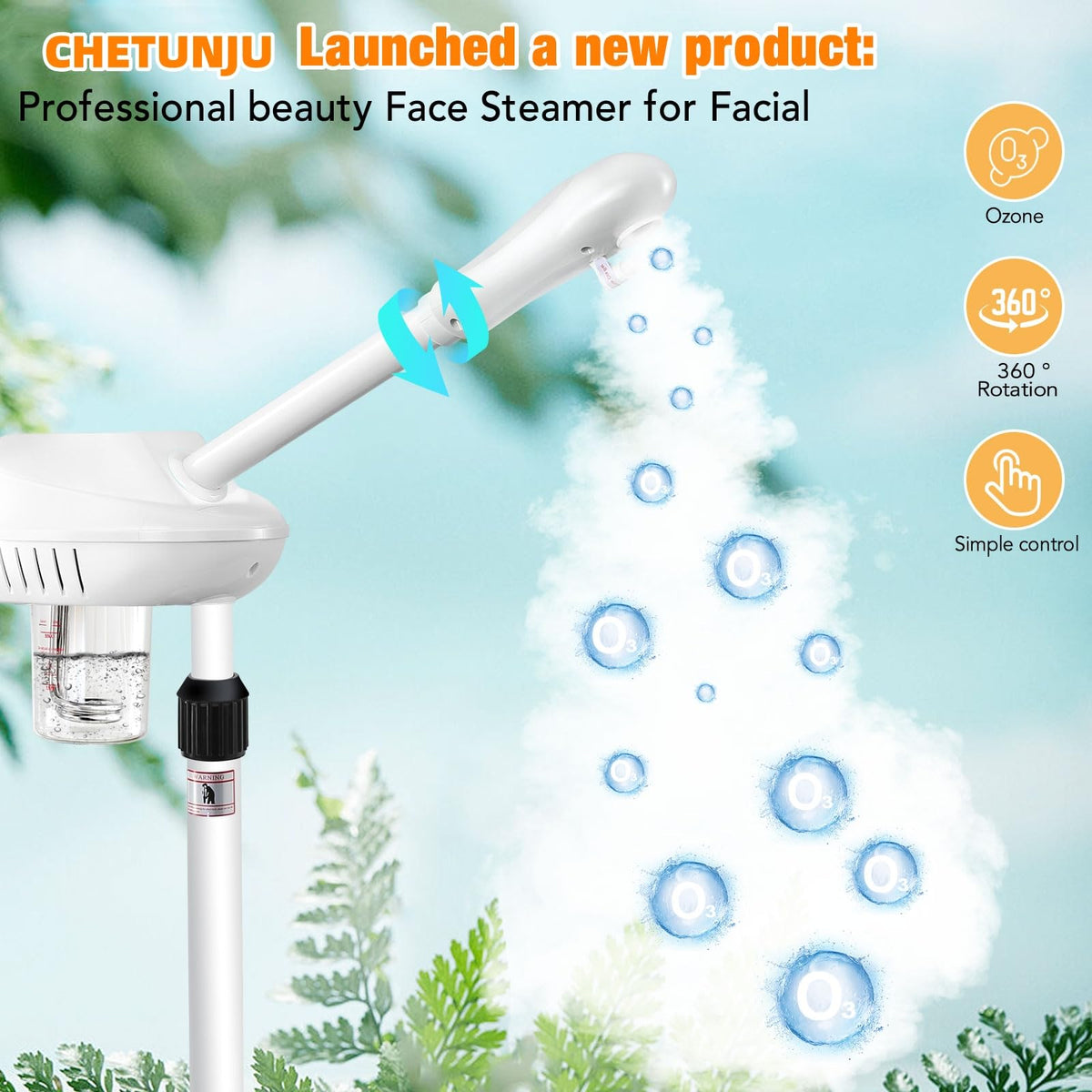 Professional Facial Steamer with Adjustable Height and Angle