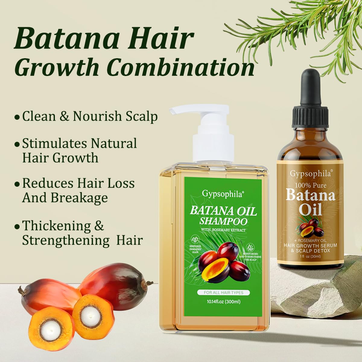 Batana Oil Hair Growth Bundle with Shampoo and Rosemary Treatment